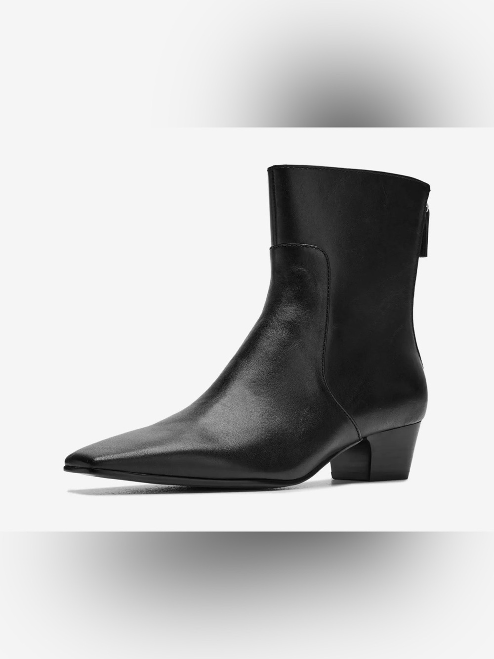 NWOB Madewell Black Square Toe Leather Ankle Boots Size 8.5